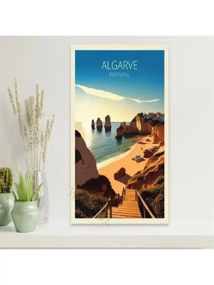 Retro Holiday Travel City Canvas Prints  Algarve Amsterdam  Wall Art Decor for Living Room  Tourism Posters  Pictures