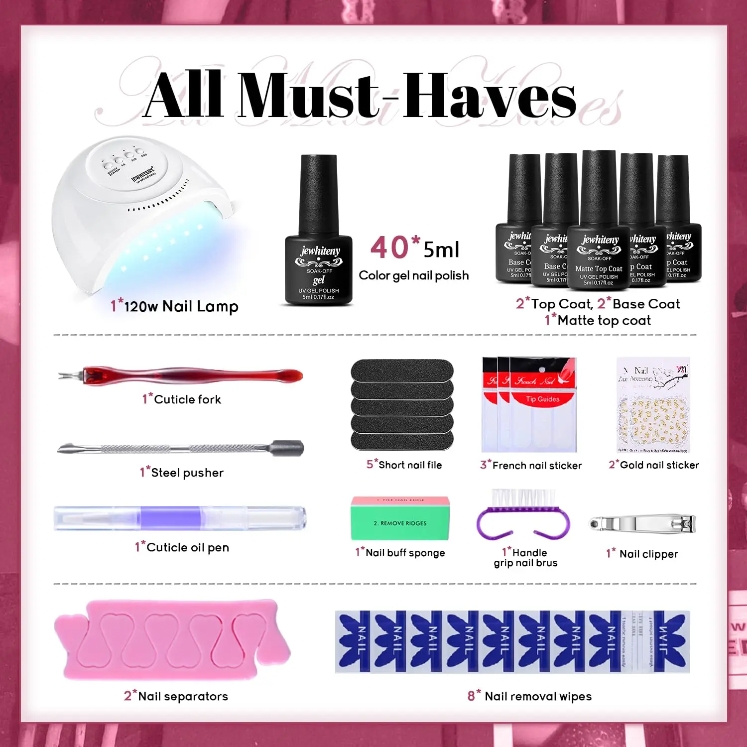 Kit smalto gel 45 pezzi con lampada per unghie LED U V Light 40 ColSet Kit gel per unghie manicure