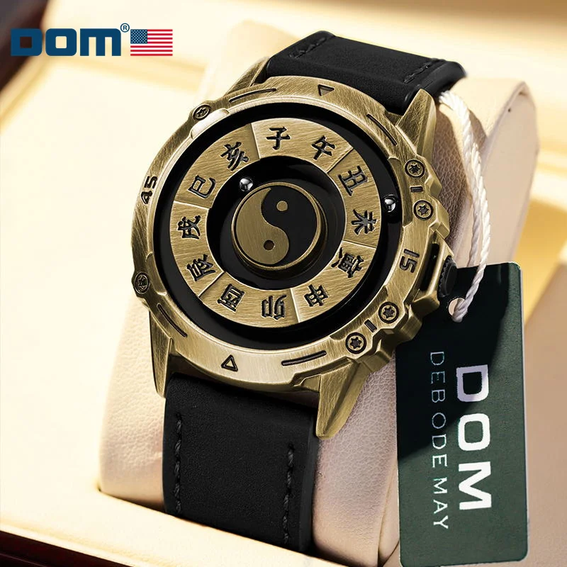 DOM 1737 Personalized Bronze fashionable student floating magnetic pointer free ball bearing creative simple quartz watch