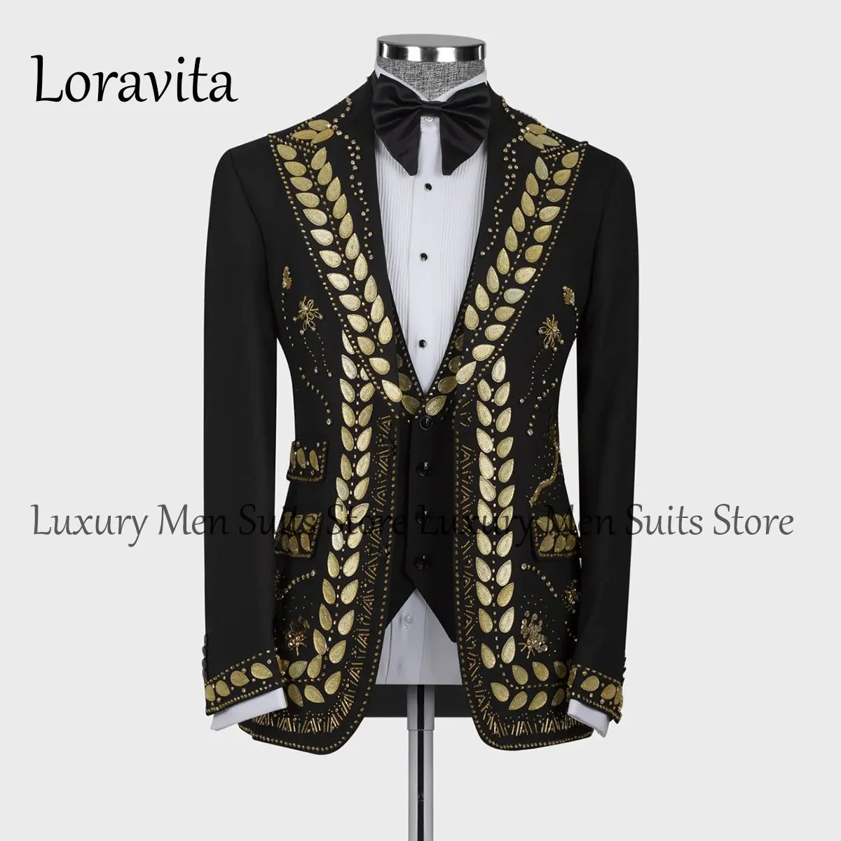 

Formal Diamond Embellished Beaded Men Suits 3 Pieces Male Wedding Tuxedos Party Prom Blazers Slim Fit Groom traje hombre