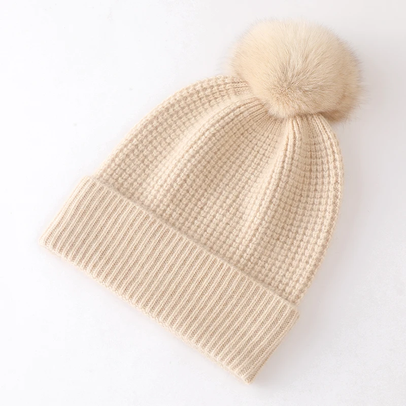 Hot Sale New Arrival Autumn Winter Women Hats 100% Cashmere Knitted Headgears Soft Thicken Cap Warm Fashion Girl Cap 4 Colors