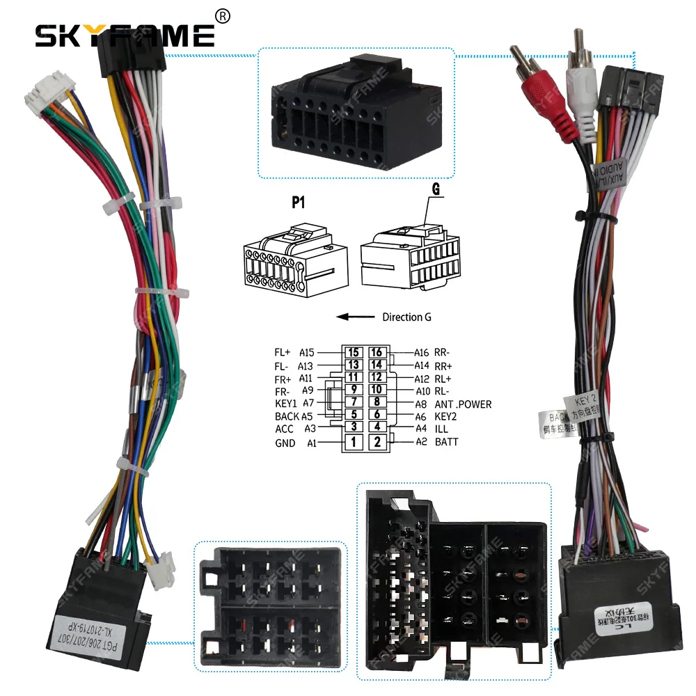 

SKYFAME 16Pin Car Wiring Harness Adapter Canbus Box Decoder For Peugeot 206 307 Citroen C2 RP5-PA-104 PA-SS-01