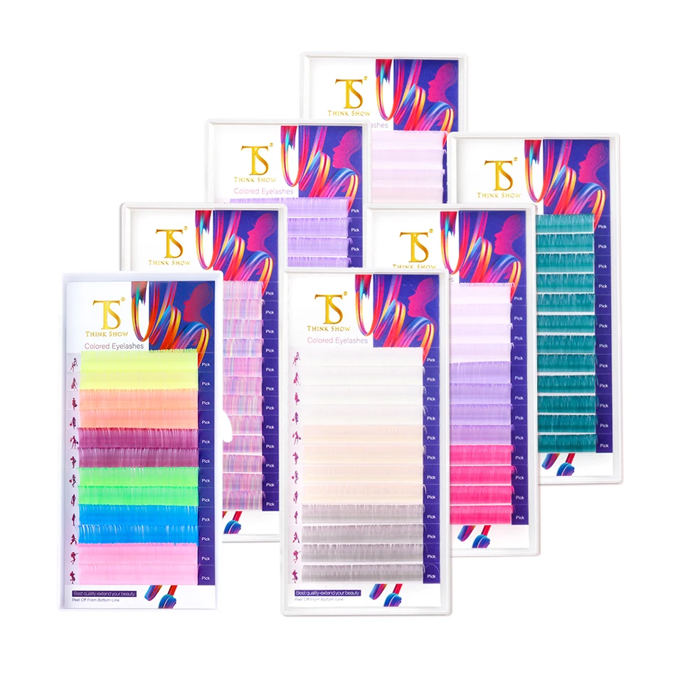 

High Quality C D Curl 0.07 0.10 Rainbow Color Lash Purple Blue Green Rose Red Yellow Eyelash Extensions Individual False Cilios