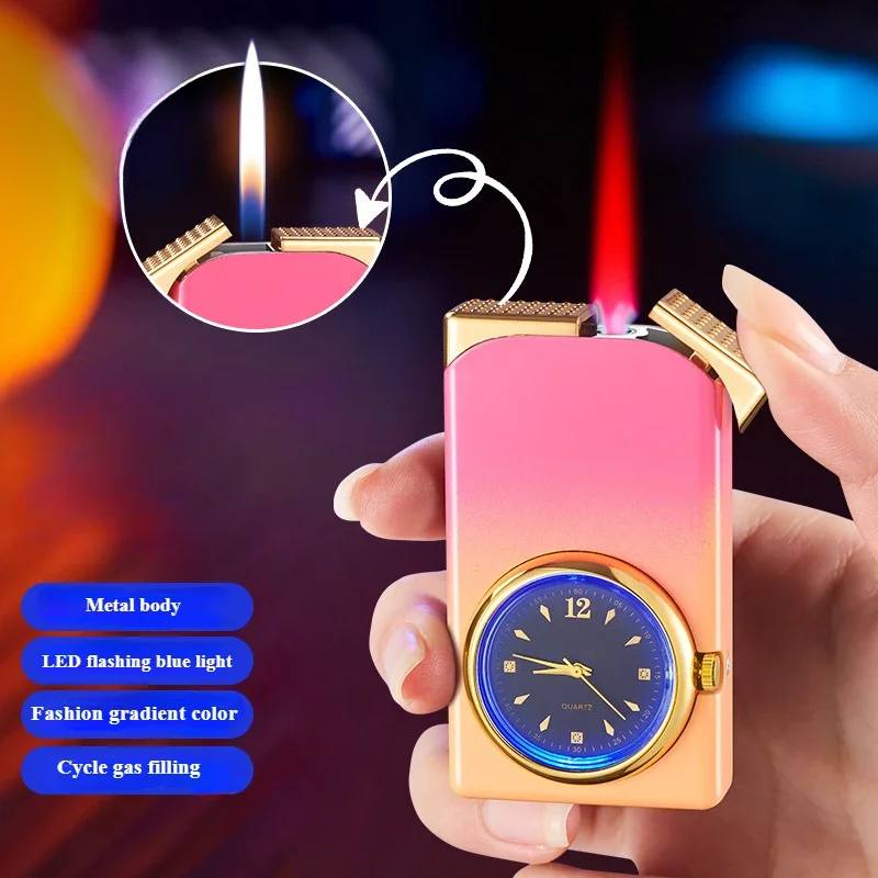 New Personalized Three-in-one with Dial Creative Gradient Color Double Fire Lighter Men's Gift Cigarette Accessories