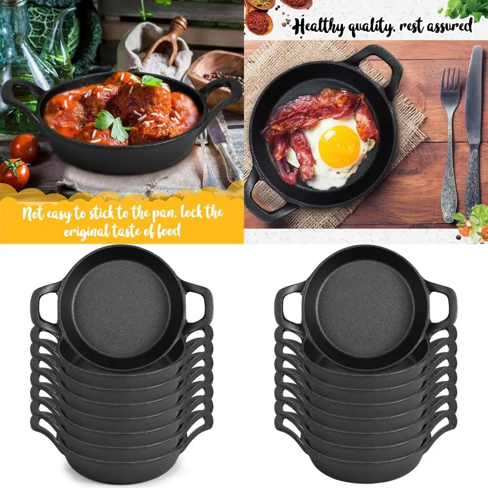 

Set of 8 Mini Black Cast Iron Skillets, 6.3 x 6.3 x 1.5, Oven-Safe Ramekin Dishes for Kitchen & Outdoor Use