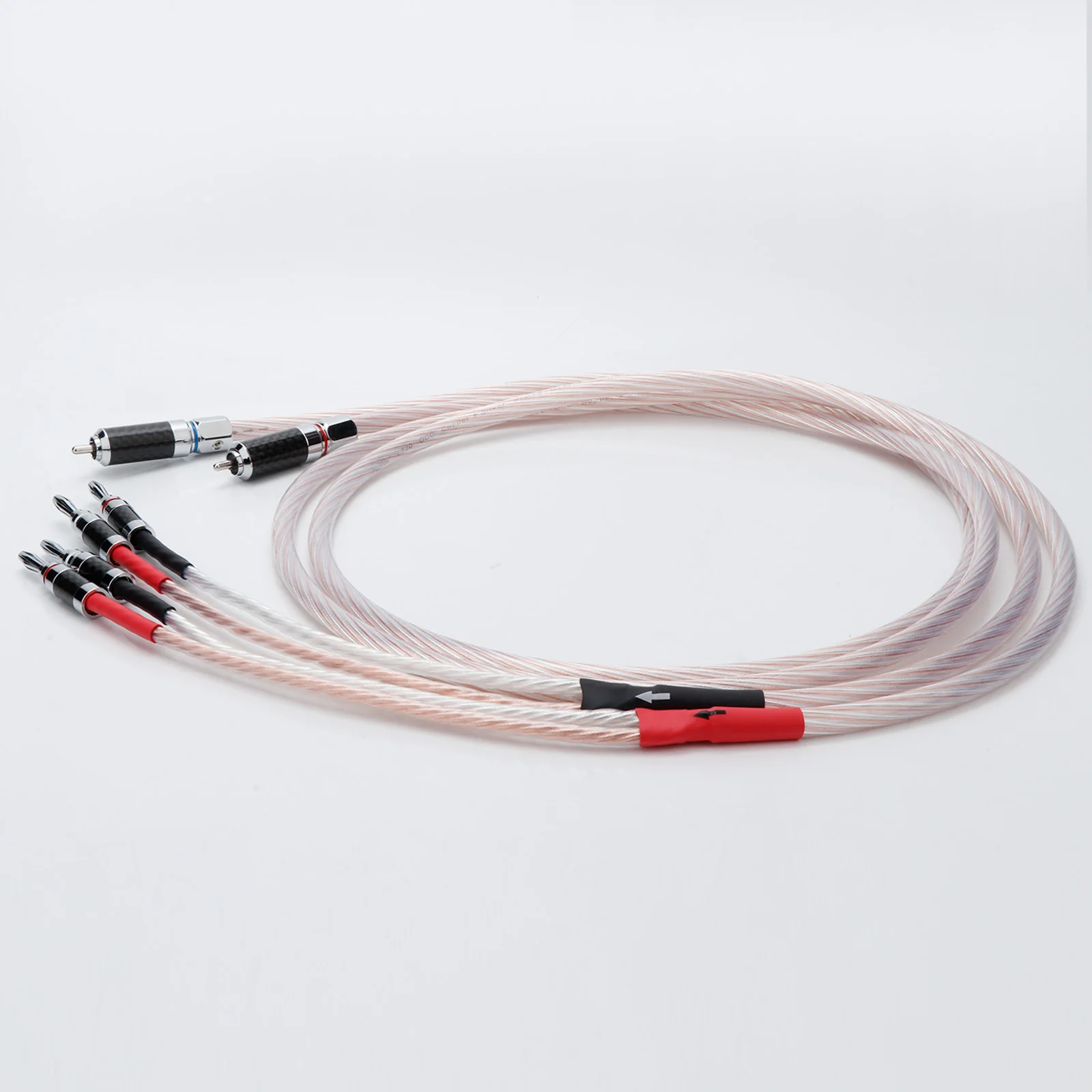 Paar RCA-auf-2-Bananenstecker-Lautsprecherkabel, 7N OCC versilbert, Biwire-Lautsprecherkabel für Verstärker, Subwoofer, CD-Audio, DAC – Detail 3
