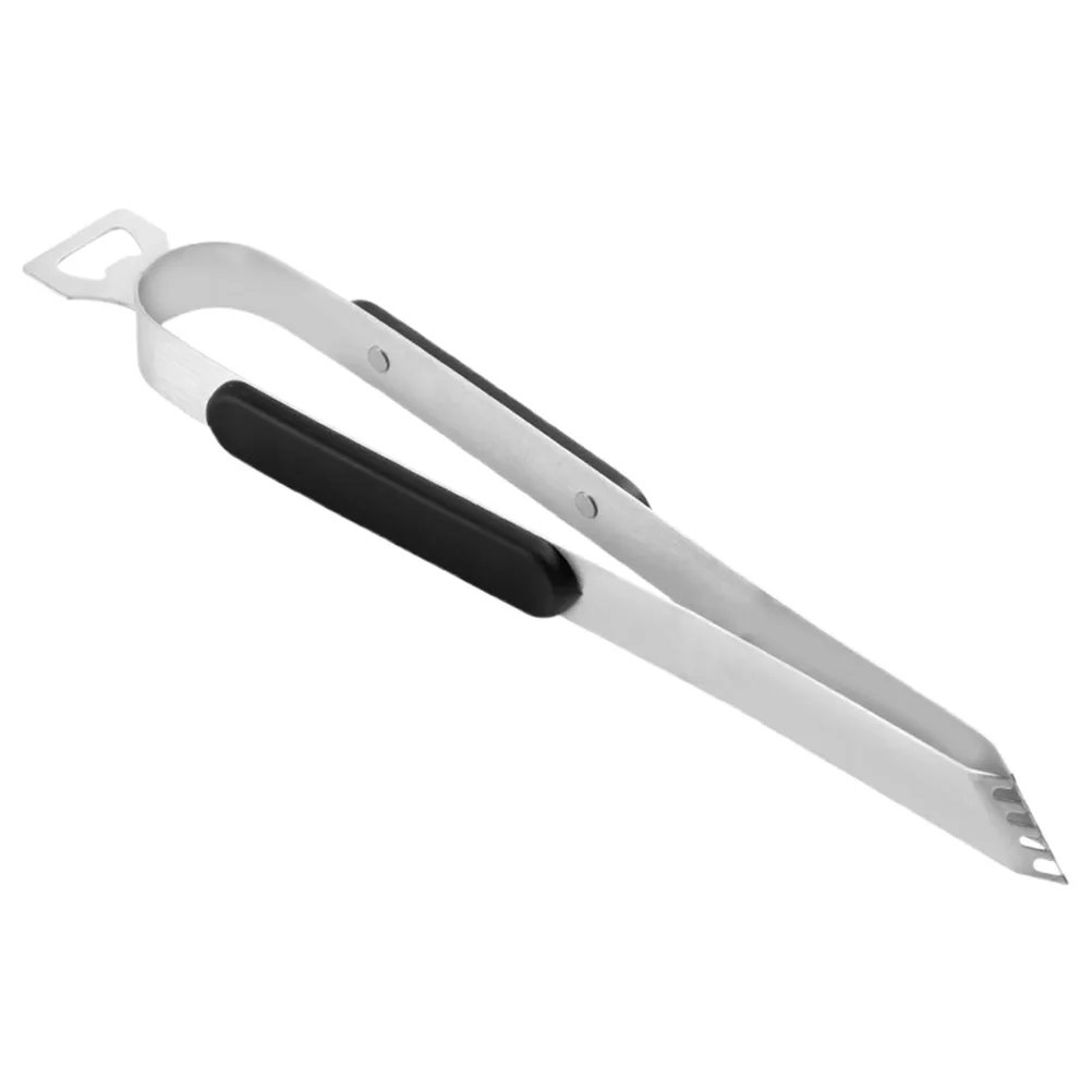 

Stainless Steel BBQ Tongs Heavy Duty Silver for Grilling Fish Meat Vegetables Korean Cooking Long Handle Non Slip Grip