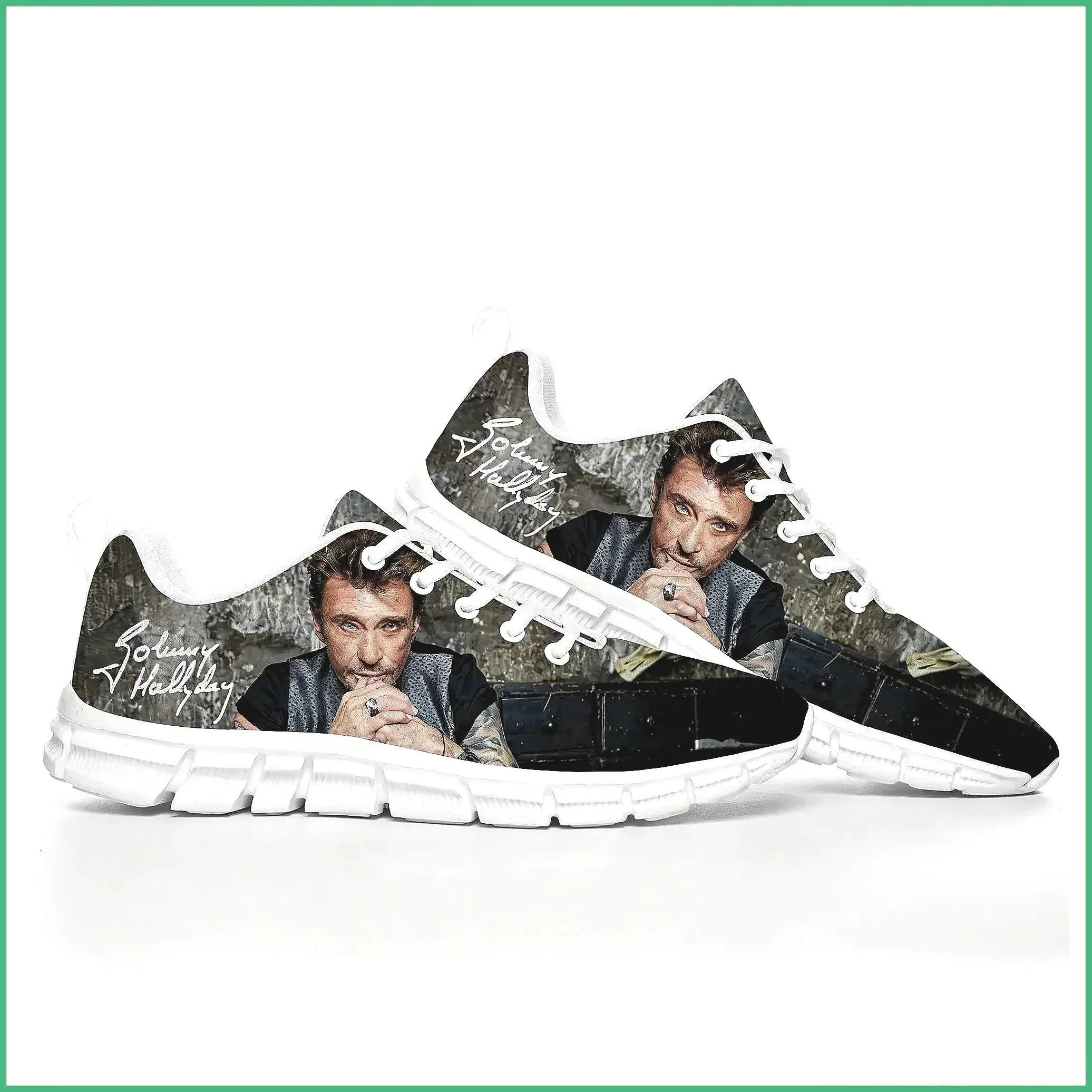 

Johnny Hallyday Custom White Sneakers for Men, Women, Teens & Kids - Casual Couple Sports Shoes