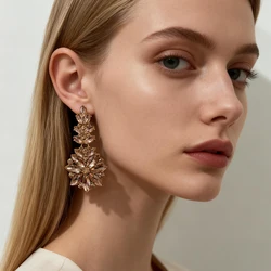 New Full Rhinestone Drop Earrings For Women Elegant Shiny Fashion Chic Dangle Earring Jewelry Gift Wholesale