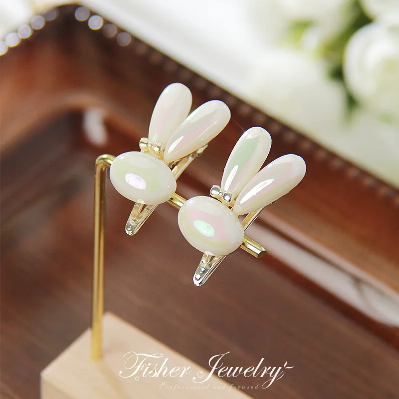 Korean Fashion Bunny Rabbit Ears Pearl Hairpins Women Girls Hair Clips Barrettes Office Accessories Hairclip Headdress Ornaments