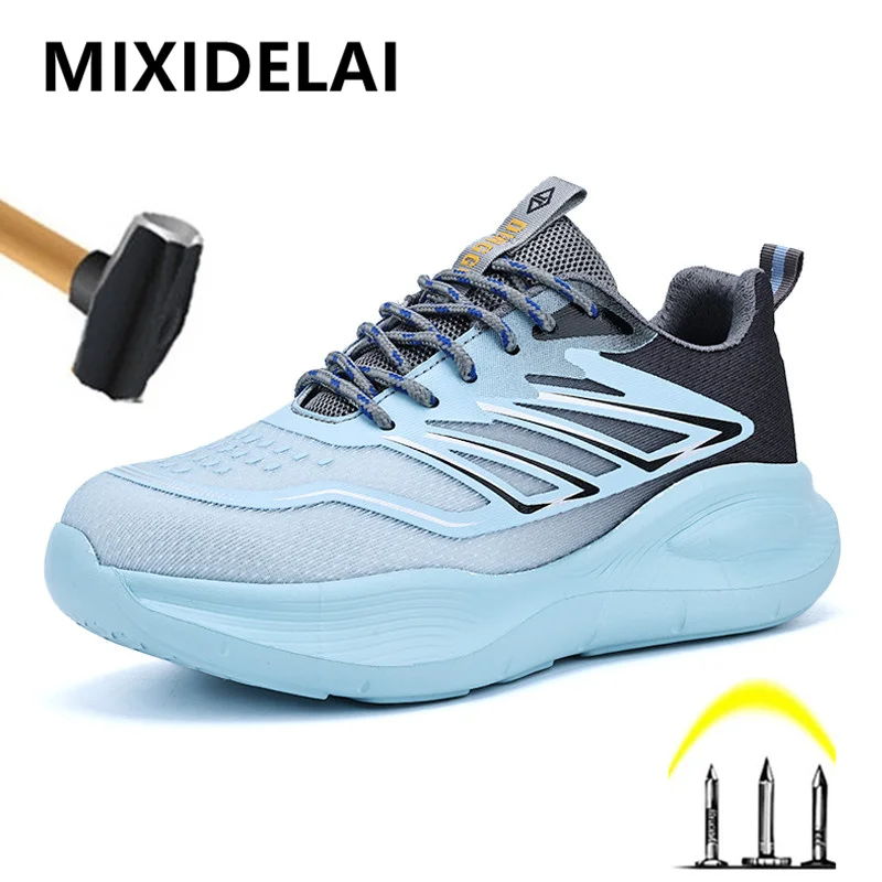 

Мужские защитные кроссовки с металлическим носком, дышащие, с защитой от проколов, удобные рабочие ботинки для мужчин, защитная обувь