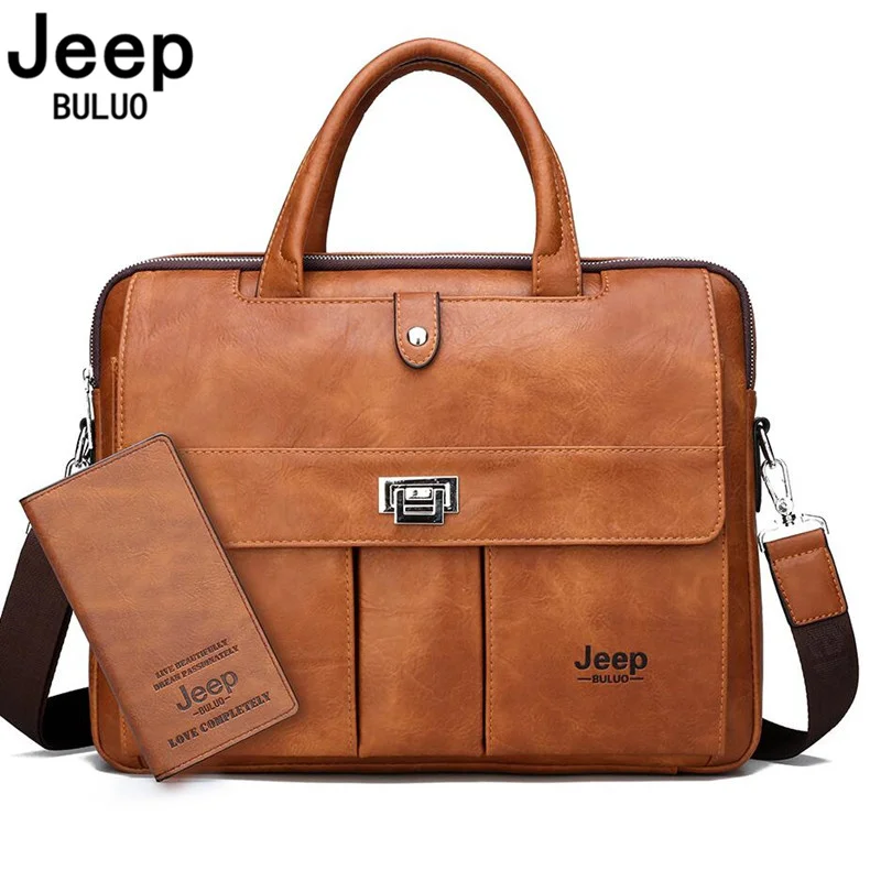 JEEP BULUO Man Briefcase Big Size Laptop Bags Business Travel Handbag office Business Male Bag For A4 Files Tote bag