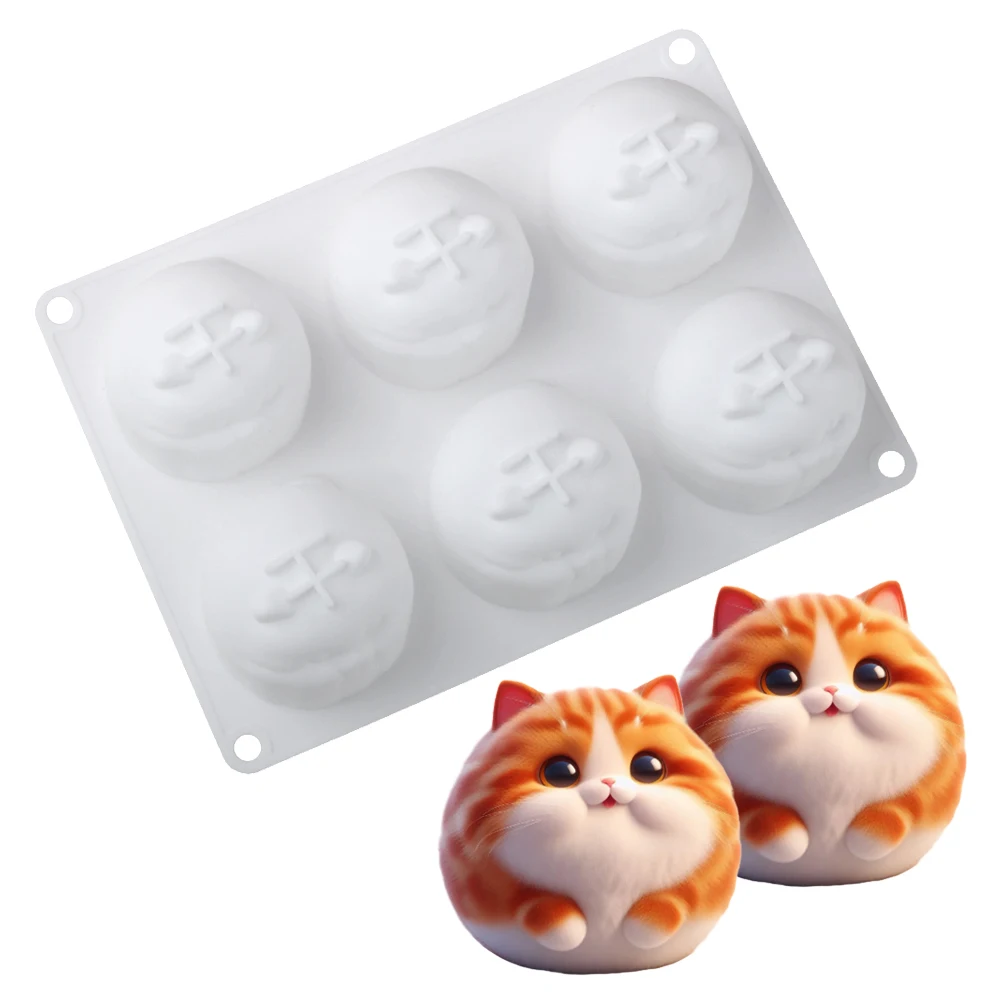 6-Zellen Cartoon Katze Geformt Mousse Kuchen Form Blancmange Dessert Backform Silikon Kuchen Form Schokolade Form Küche Backformen
