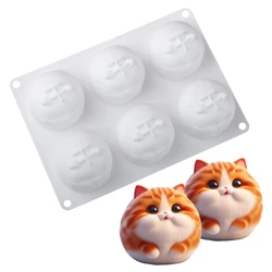 6-Cells Cartoon Cat Shaped Mousse Cake Mold Blancmange Dessert Baking Mold Silicone Cake Mould Chocolate Mold Kitchen Bakeware