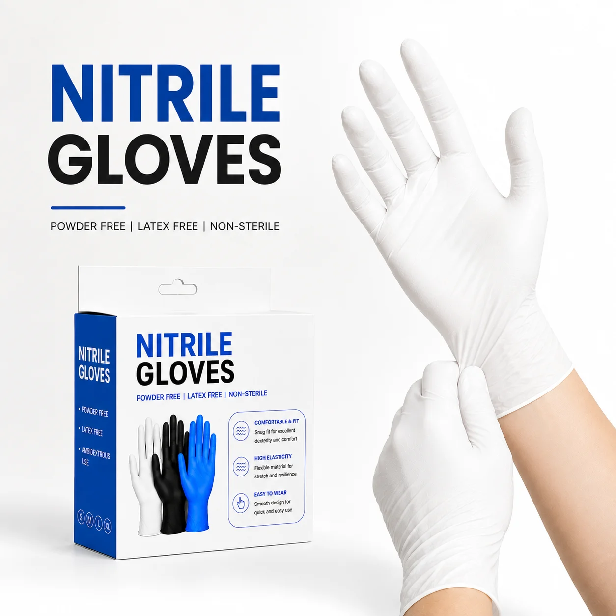 30/40PCS White Nitrile Gloves Disposable Food Handling Latex Free Powder Free Nitrile Gloves Kitchen Cooking Cleaning Catering