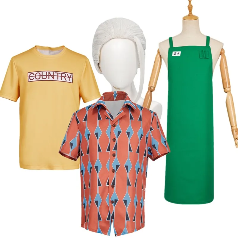 

Костюм для косплея Нагомо Йоичи для взрослых, футболка Таро Сакамото, фартук, парик, SAKAMOTO, аниме, наряды на день рождения, карнавальный костюм на Хэллоуин