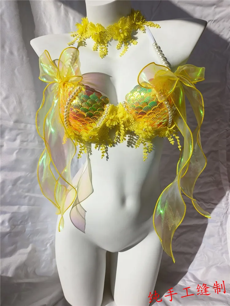 RM Handmade Mermaid Sequin Shell Bikini Top Bra Oceanarium Bar Table Performanc… - Image 5