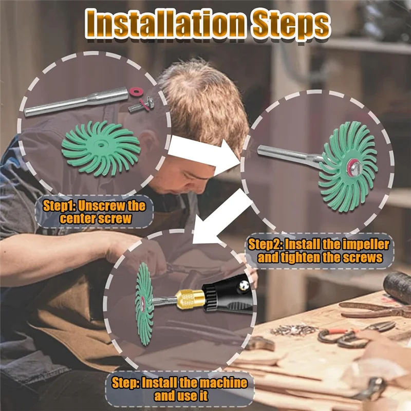 

ABKS-1/8" хвостовик, 42 шт., 1 "набор дисков с радиальной щетиной для вращающегося инструмента, абразивные щетки со смешанной зернистостью и подушечками для полировки зазоров