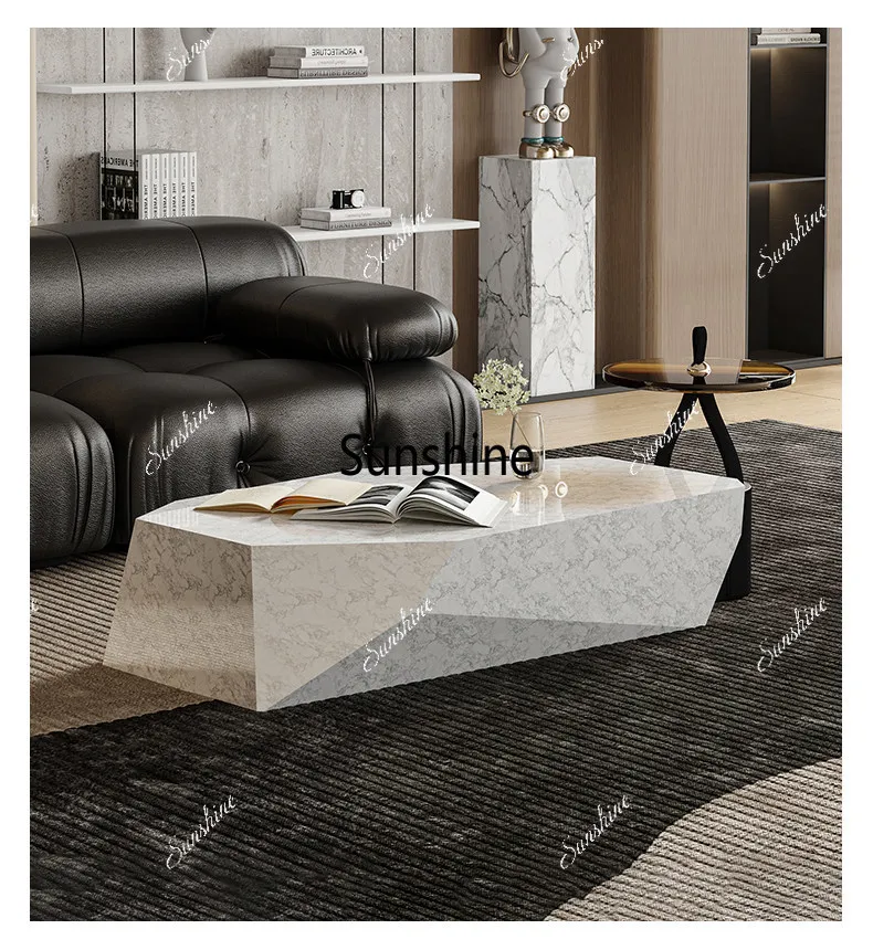 Italian living room household simple modern minimalist rock slab coffee table
