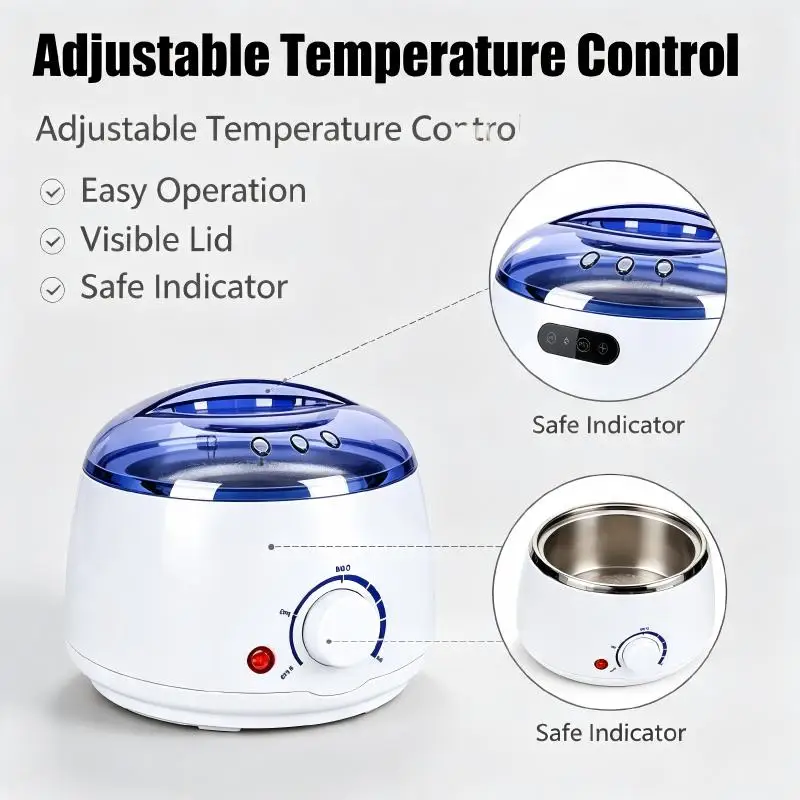 Wax Heater Machine Adjustable Temperature Hair Removal Wax Pot Melter for Home  Full Body Depilatory Wax Beans Heating Device