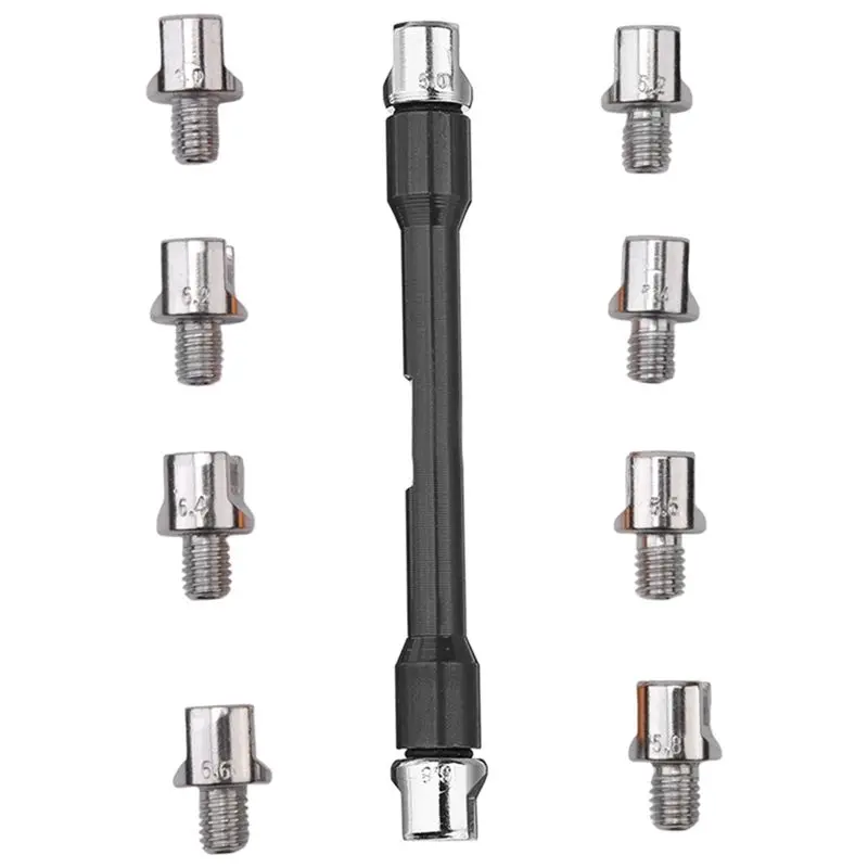 

【Price Drop !!】 Motorcycle For Most Motorbike Tire Repair Wrench CNC Handle Spoke Wrench Spanner Set 5.0-6.8 Length 93Mm/3.7In