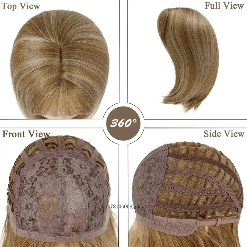 باروكات صناعية قصيرة بنية فاتحة طبيعية، باروكة بوب مستقيمة لطيفة مع غرة للنساء والفتيات، مقاومة للحرارة، للحفلات التنكرية اليومية