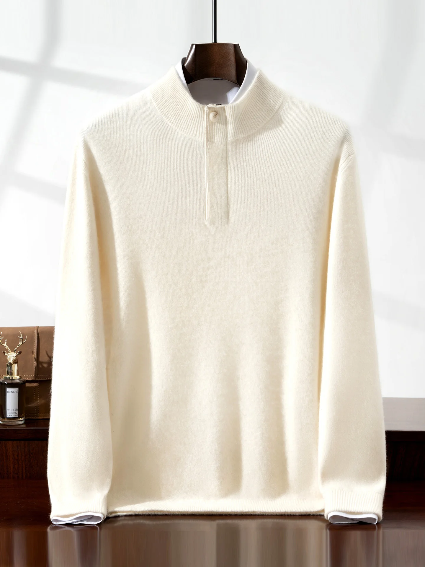 Light Luxury Autumn Winter Man Sweater Smart Casual 100% Cashmere Knitwear Thick Pullover Men Long Sleeve Clothes Tops Outerwear