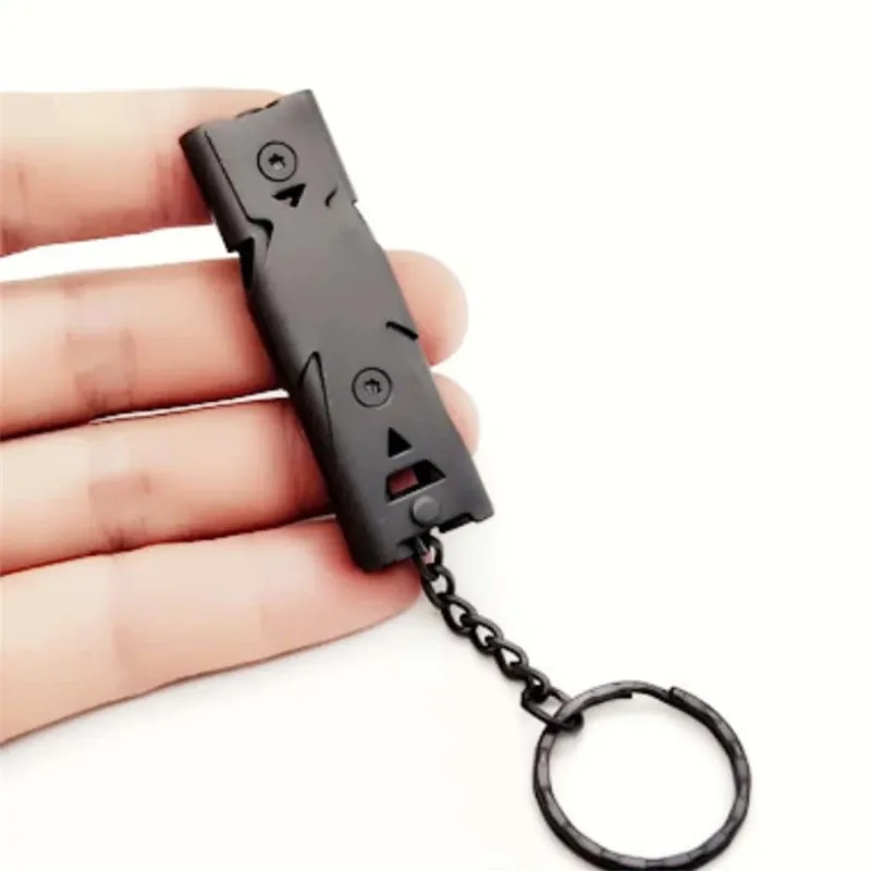 1PC Multifunction Double Pipe Whistle Pendant Keychain High Decibel Portable Outdoor Survival Emergency Camping Tool