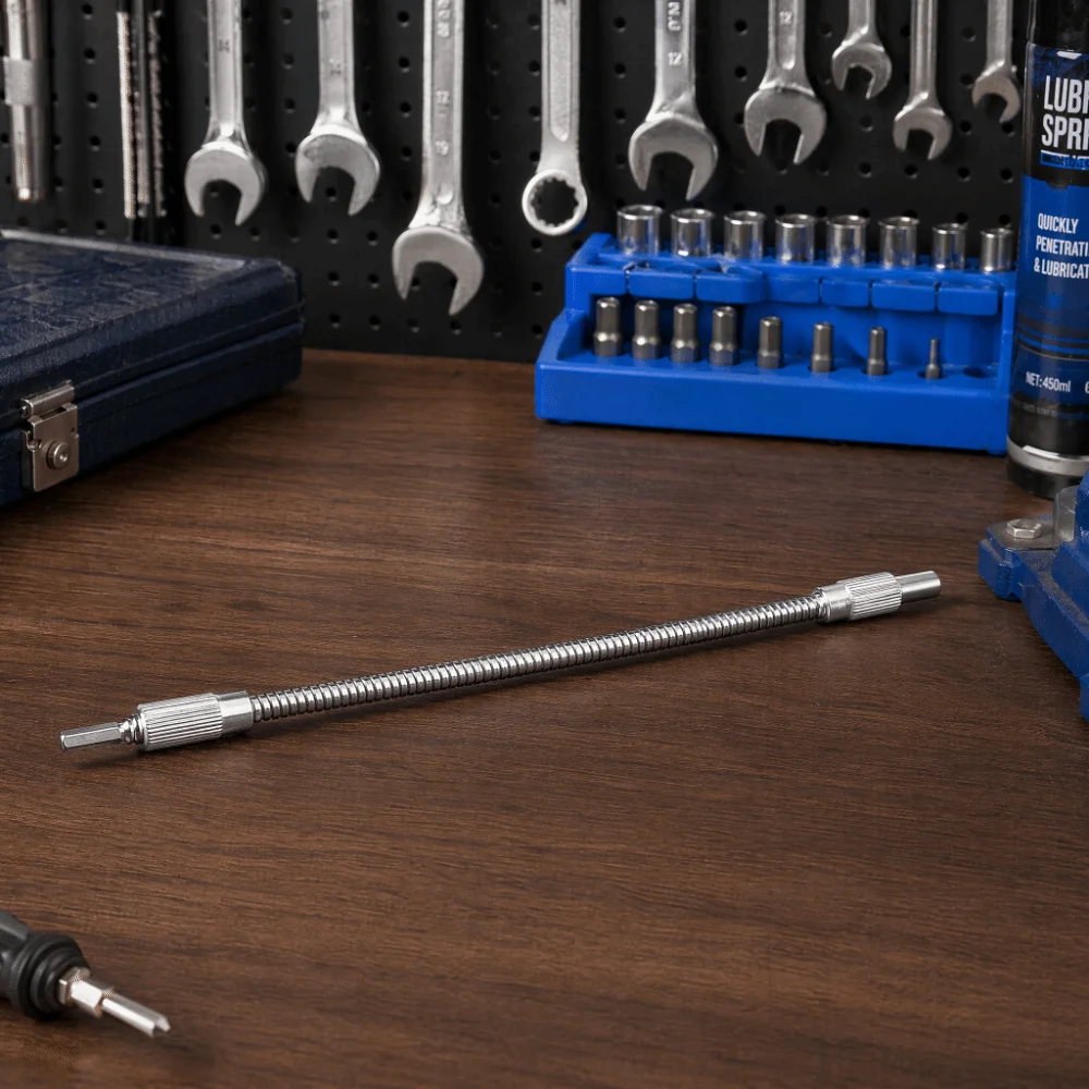 300mm Length Flexible Drill Bit Extension 1/4 Inch Hex Shank 11.8 Inch Bendable Screwdriver Bit Link 360° Bendability