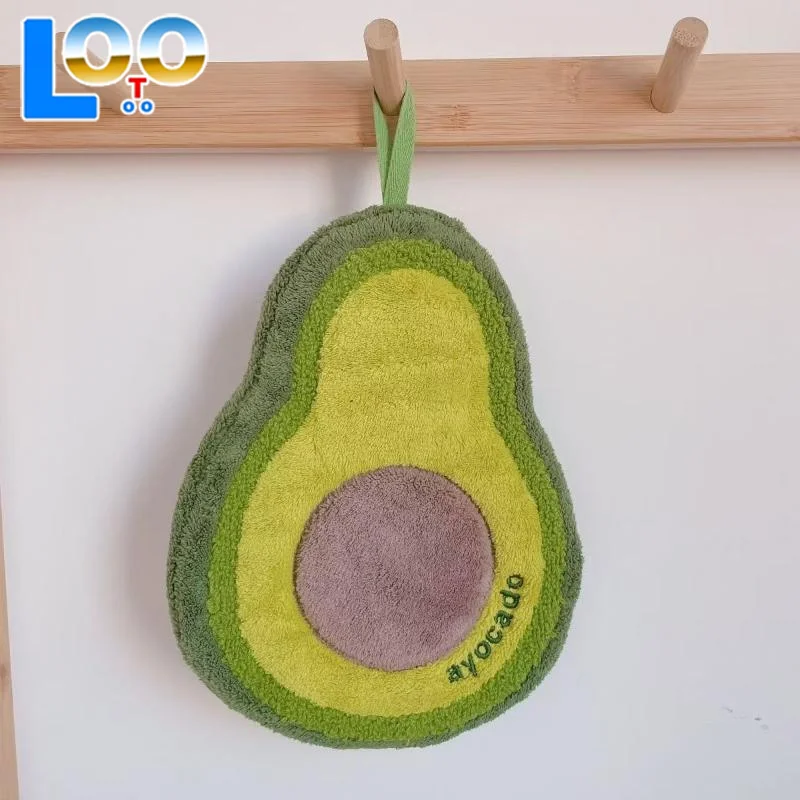 منشفة يد على شكل فاكهة كرتونية معلقة ماصة للحمام من الصوف المرجاني ملحقات منشفة سميكة