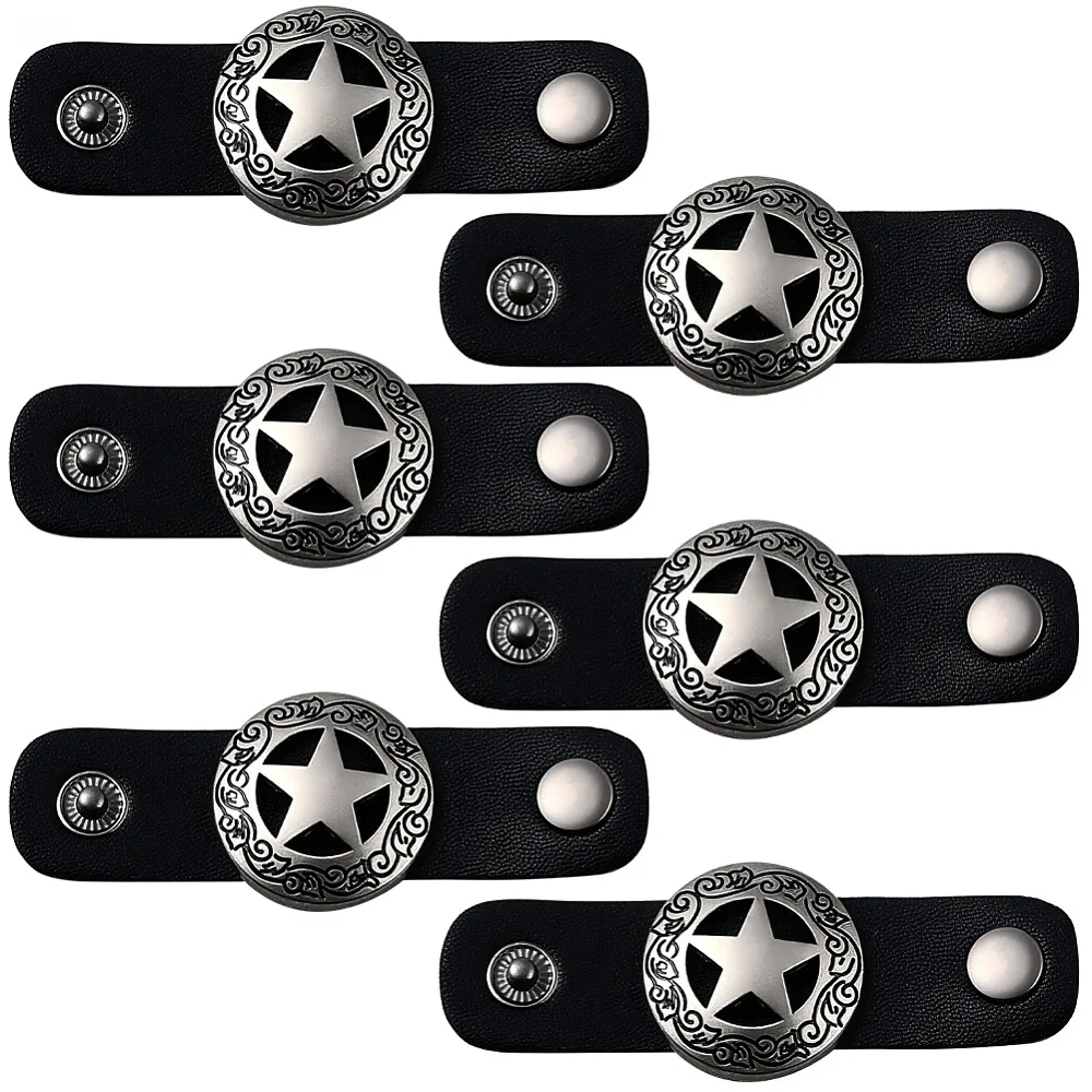 

6Pcs PU Leather with Brass Scarf Buckle Scarf Clips Shawl Neckerchief Holder For Women Men Black 79.5x28x7mm