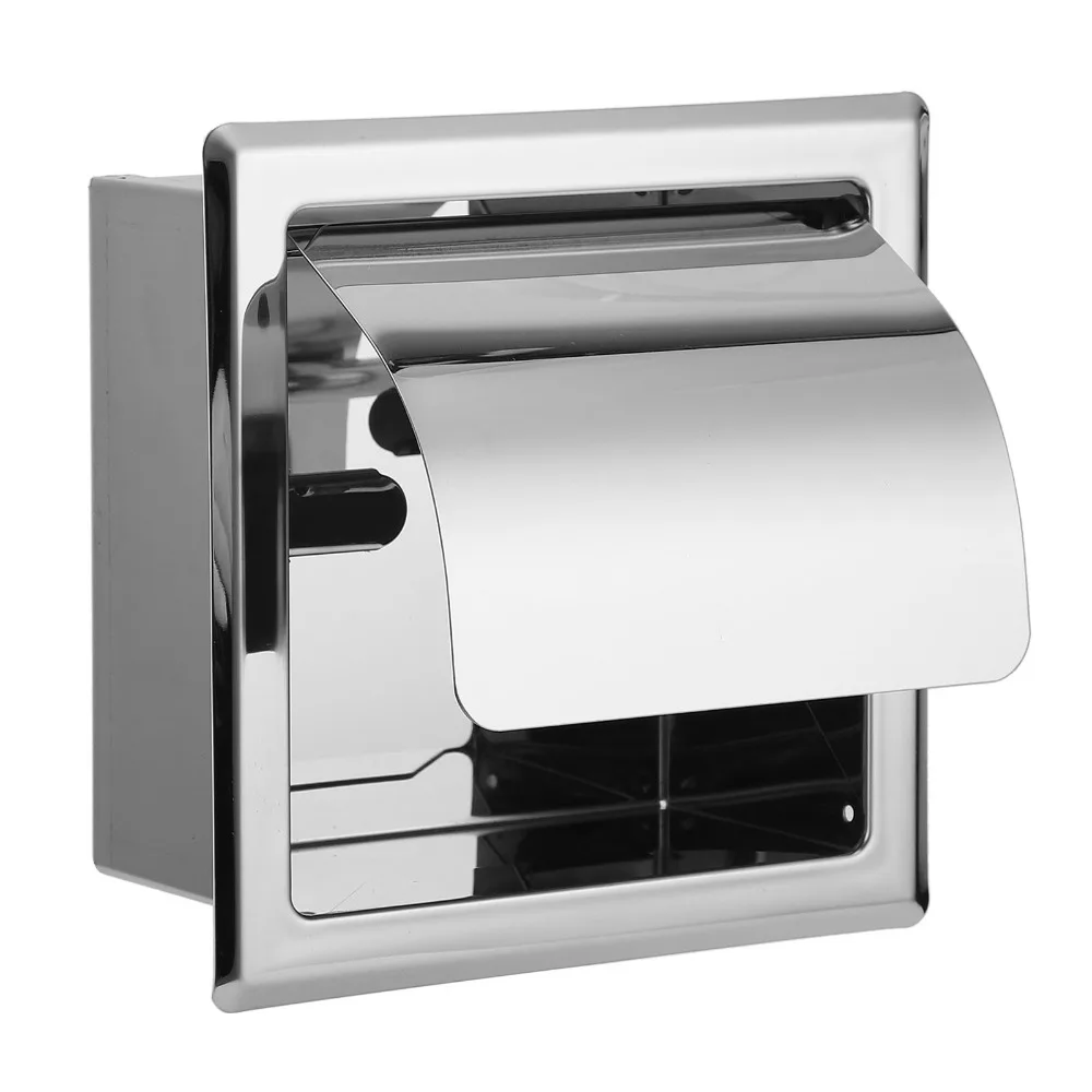 

Stainless Steel Toilet Paper Holder Wall-Mounted Silver Paper Towel Rack Durable Mirror Surface Tissue Roll Holder