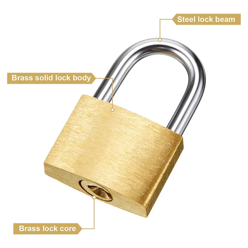 12 Pack Mini Padlock Small Padlock Solid Brass Locks with 3 Key for Luggage Lock,Backpack,Gym Locker Lock,Suitcase Lock image 3