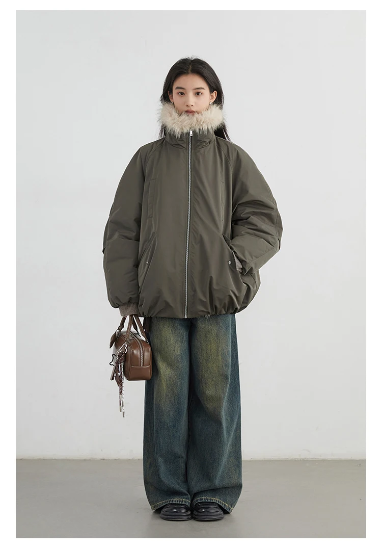 CHIC VEN New Women Down Coat Solid Hooded Loose Casual Faux Fur Collar 90 White Duck Down Ladies Down Jacket Autumn Winter 2026