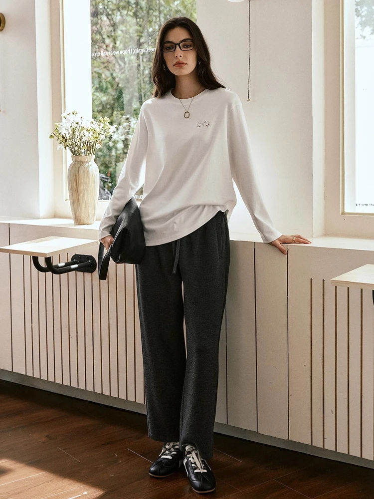 OLrain Women Print T-Shirts Casual Funny Cat O-neck Long Sleeve Tees 2025 Autumn New Female Tops Women's Clothing O57QT001091