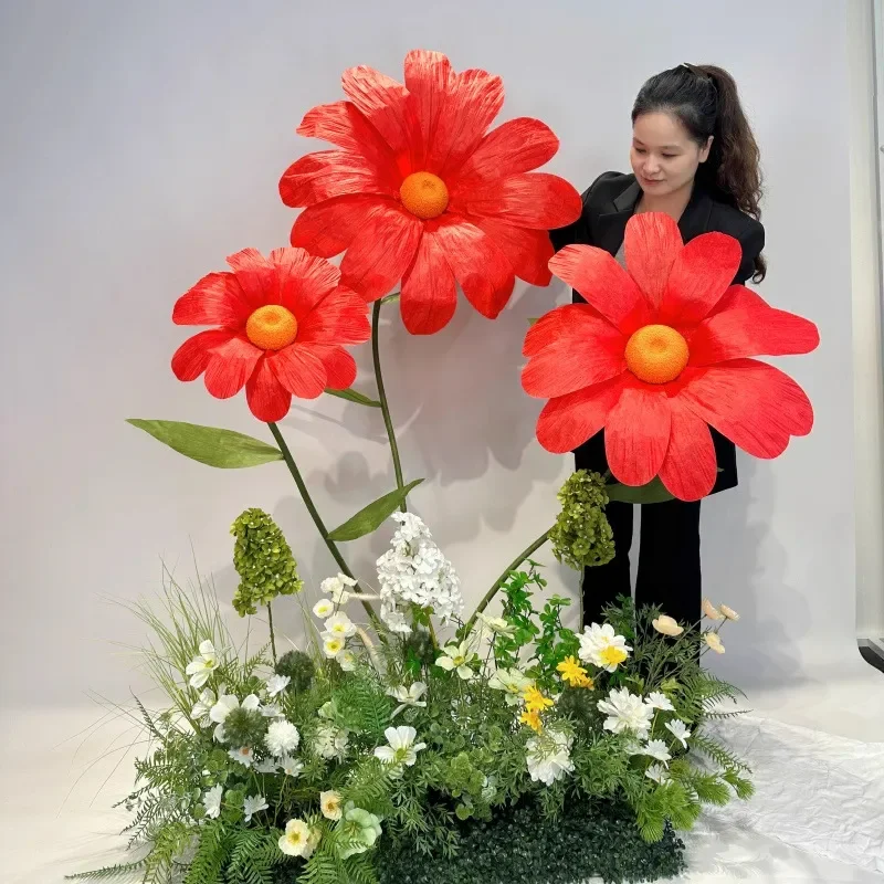 Handmade Paper Daisy Artificial Flower Window Decoration Wedding Party Scene Arrangement Home Decor Simulation Bloom Craft