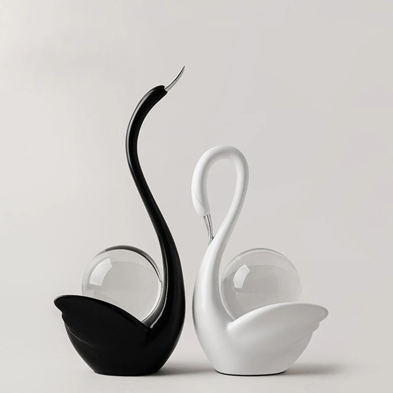 

Couple Swan Statues Cabinet Table Figurines for Restaurant Cafe Study Room