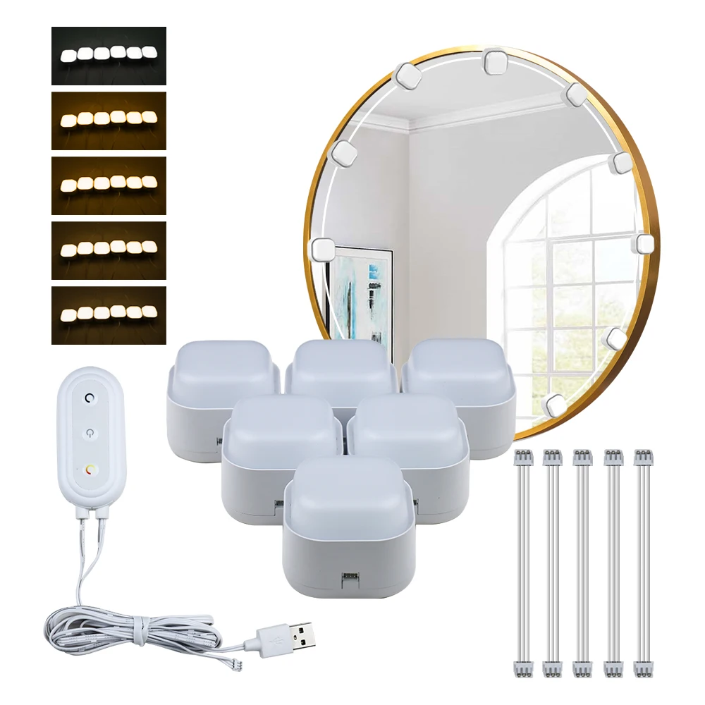 Wiscolor Makeup Mirror LED Light 12 Bulbs Vanity Lights USB Bathroom Dressing Table Lighting Dimmable LED Vanity Light