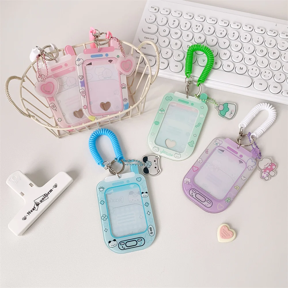 INS Style Kawaii Japanese Mini Mobie Phone Shape Card Holder for 3inch Photo Cute Work ID Card Protector for Girls Idol Card