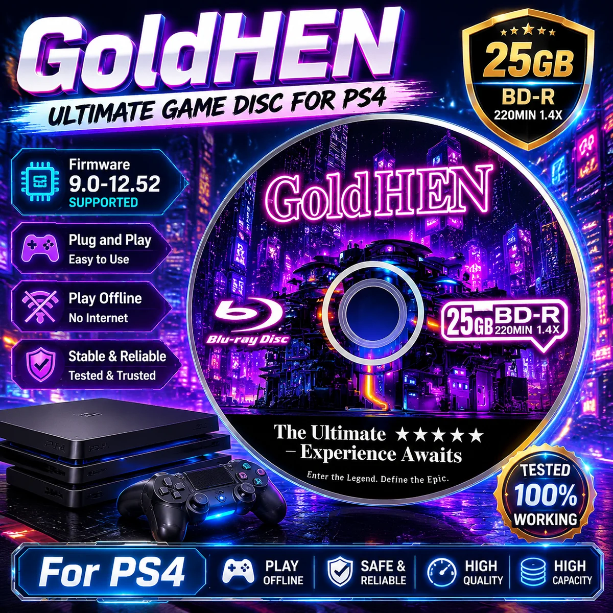 Jailbreak definitivo para PS4, nuevo firmware 13.00 Gold Disc Bootable Eject Payload para firmware 12.52, Homebrew y copia de seguridad de juegos, disco de respaldo Y2K