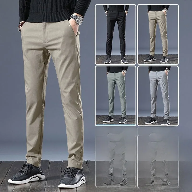 

Мужские повседневные свободные прямые рабочие брюки на подкладке, весенне-осенняя одежда, удобные спортивные прочные хлопковые брюки для бизнеса