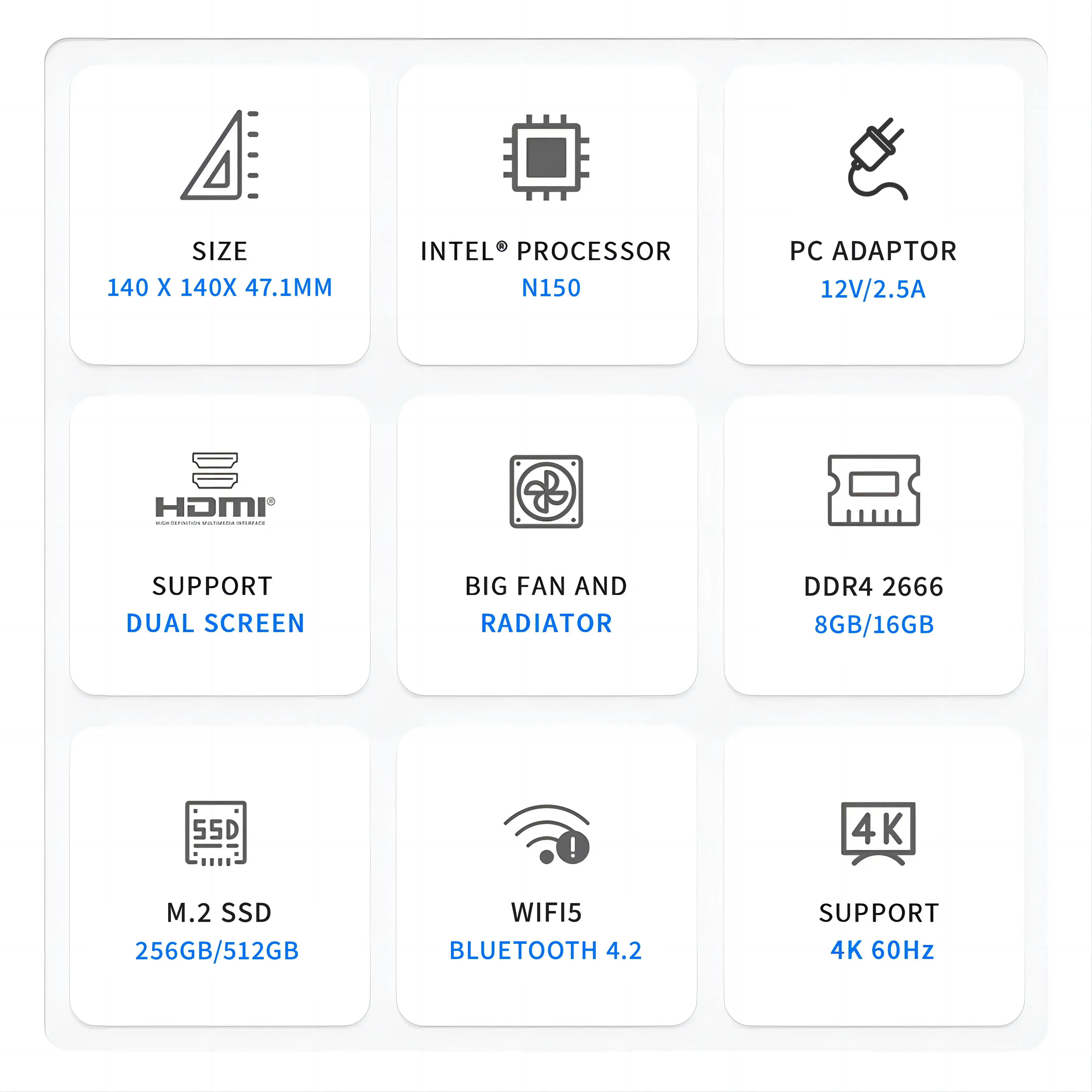 US.EU FIREBAT AK2 PLUS MiniPC Intel N150 N100 Dual Band WiFi5 BT4.2 16GB 512GB Computer da gioco desktop Mini PC Gamer
