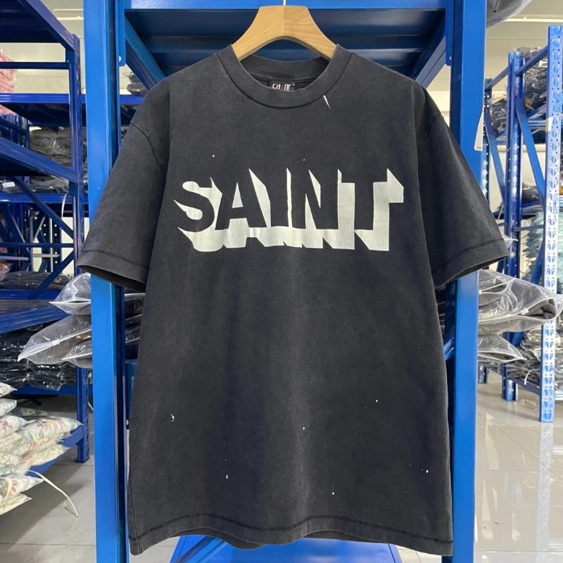 

High Quality Saint Washed T-shirt Men Women Lightweight Top Tees T Shirt Male T-shirts Men's Clothing Women's Clothes