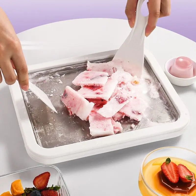 

Ice Cream Roll Maker Machine With 2 Scrapers Ice Cream Maker Plate Multifunctional Cold Sweet Fried Food Plate Rolled Ice Cream