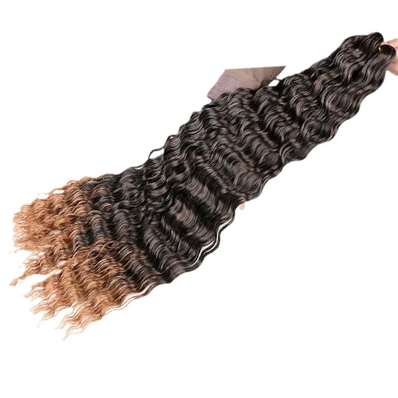 Extensiones de cabello de ganchillo con ondas oceánicas, trenzas de ganchillo rizadas de giro profundo sintético, cabello suave bohemio de onda de agua trenzada