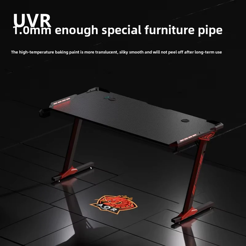 UVR Desktop Computer Desk Home Office Desk Student Desk Game Esports Table with RGB Lights Computer Competitive Table Furniture
