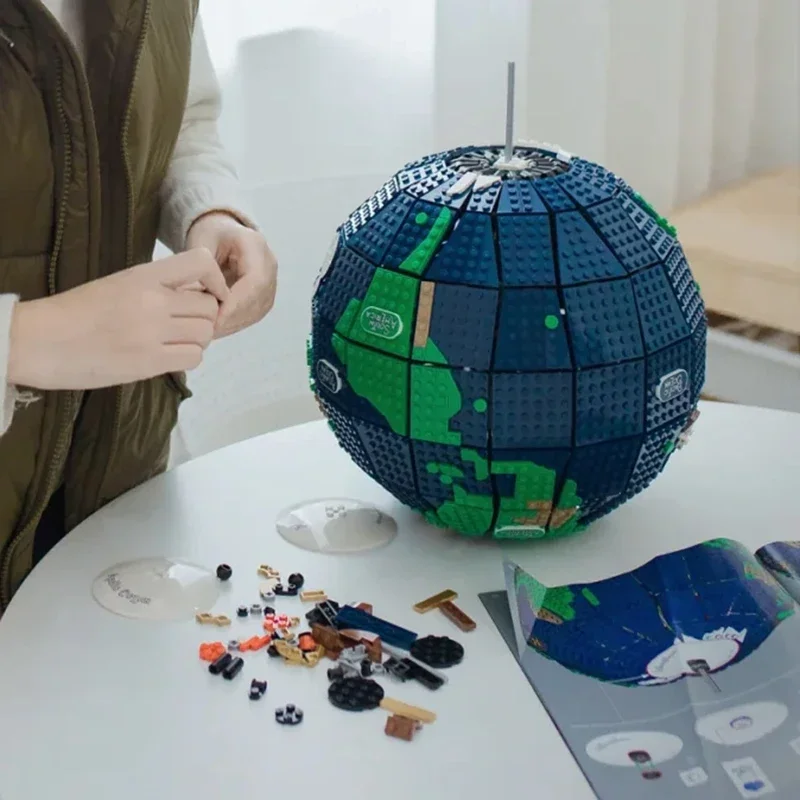 Cretive 2585 個地球儀ビルディングブロックモデルアイデア世界地図高難易度組み立てレンガ教育玩具子供大人のため