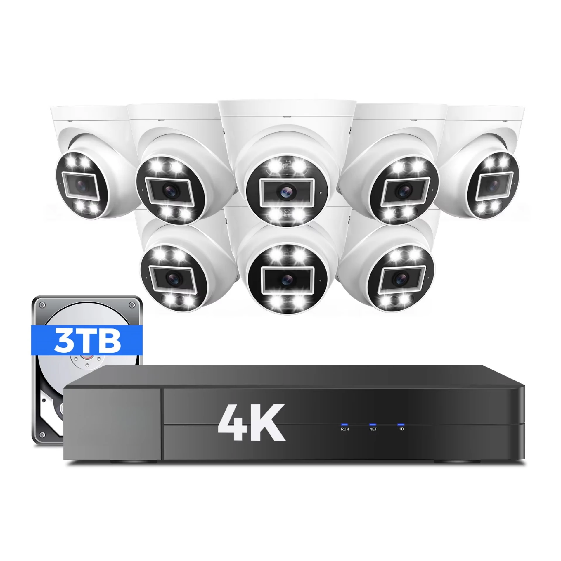 

Metal Turret Dome 4K 8MP Video Surveillance Outdoor Home Wired NVR IP Cctv Security Camera System POE
