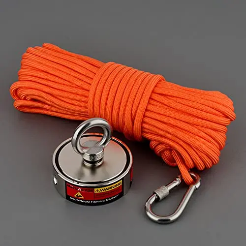 500kg Strong Neodymium Round Magnet Set with 20m Rope Claw 250kg*2 Outdoor Fishing Doulbe Sided Combined Metal Detecting