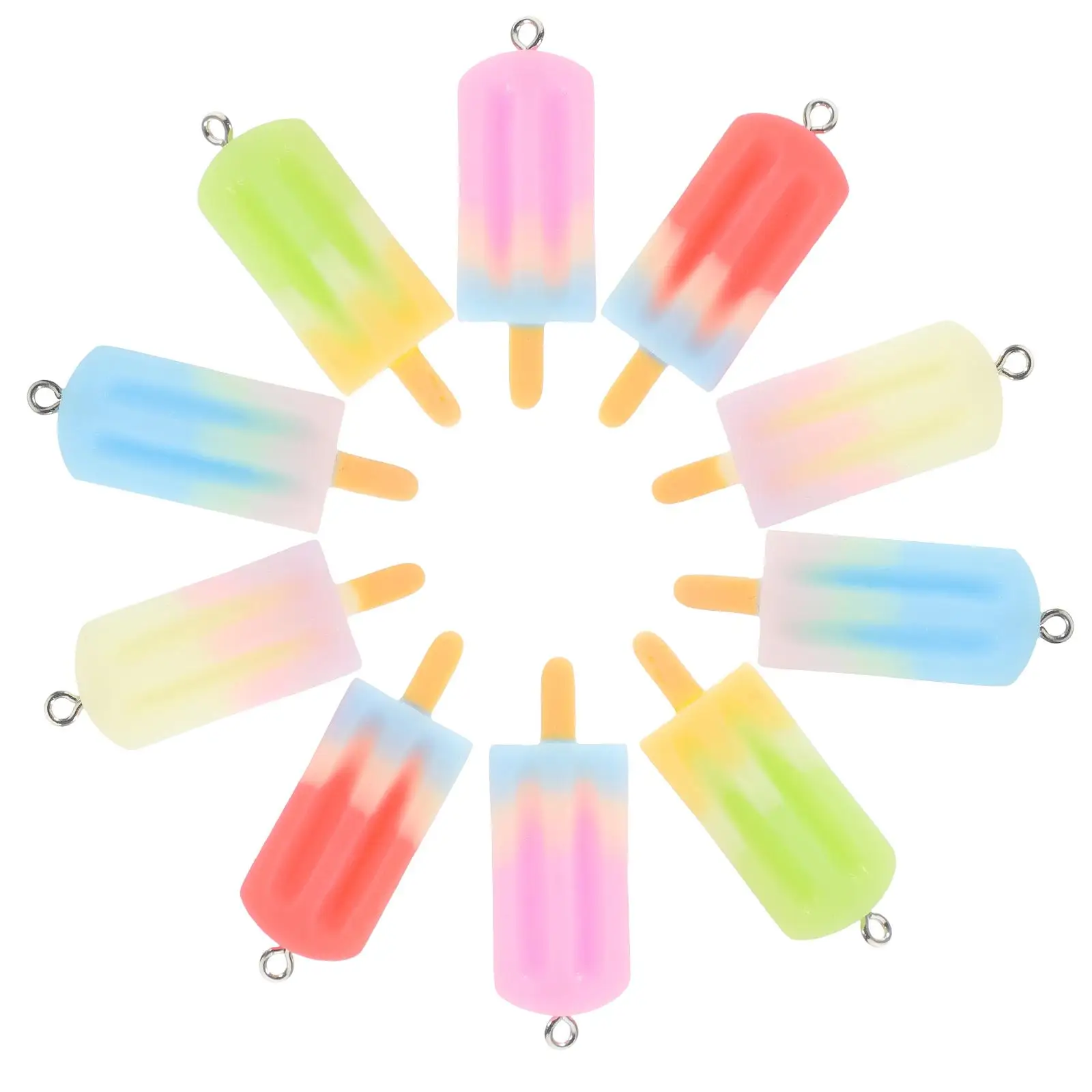 

25 Pcs Ice Cream Pendant Keychain Earrings Accessories Resin Colored Gradient Double Layer Jewelry Making Supplies for bracelets
